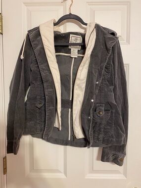 For Joseph Fortune Green/ gray corduroy jacket, 4 pockets. Womens size medium